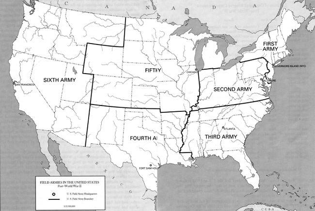 Map 3 - Field Armies in the United States Post World War II
